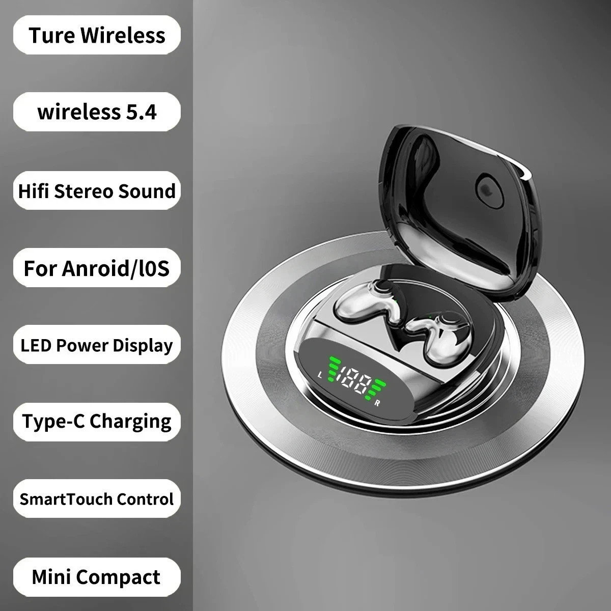 Wireless Bluetooth Earbuds Invisible Sleep Earphones Noise Canceling TWS