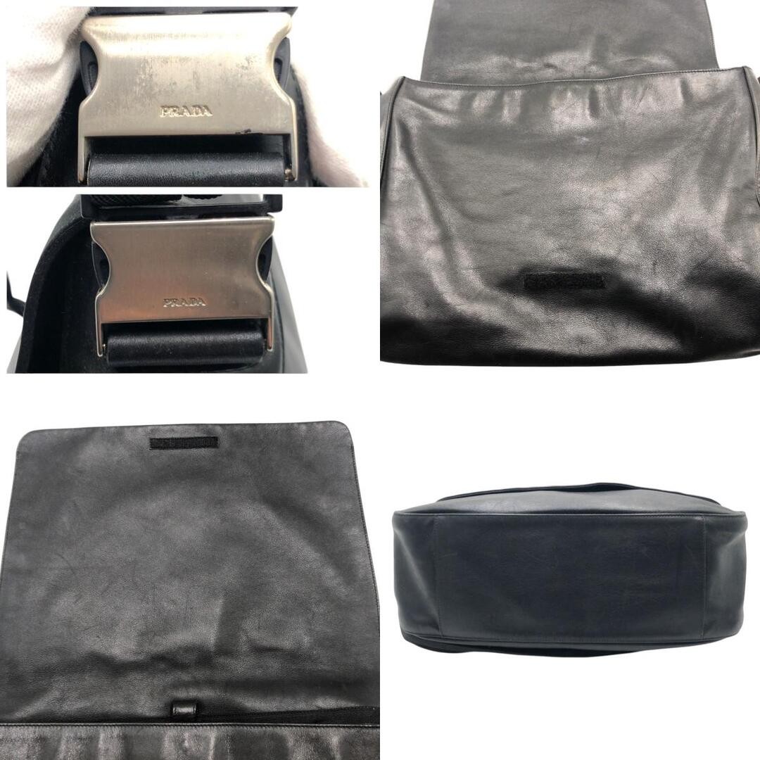 PRADA Black Leather Shoulder Bag Messenger Bag Men s 500175 Used thumbnail 3