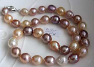 Mirror lustre Multi color 11mm Japanese kasumi pearl necklace sterling silver