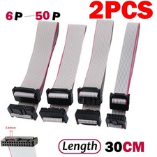 2PCS IDC 6-50 Pin Flat Ribbon Cable Female Connector 2.54mm Pitch 30CM Extension