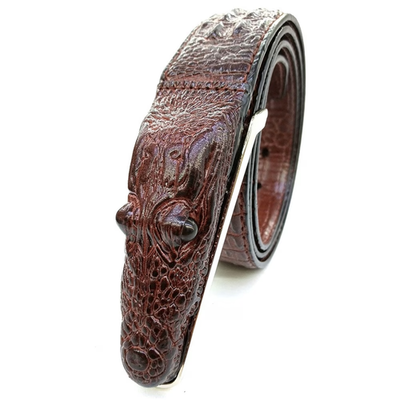 Cowhide Belt Faux Crocodile-Alligator Head Leather Embossed  display picture 1