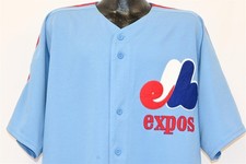 vtg Y2K MONTREAL EXPOS COOPERSTOWN COLLECTION BUTTON JERSEY t-shirt BASEBALL XL