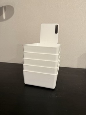 White Plastic Hanging Storage Bins - Set of 5