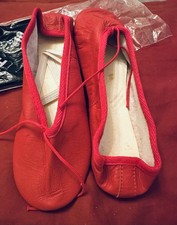 Freed Ballet Shoes New In Bag Size 5 Red Leather Upper Full Sole