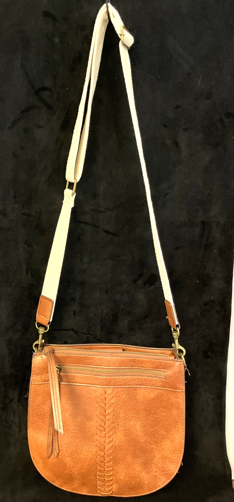 Handbag Boho Leather Webbed Adjustable Shoulder O… - image 1