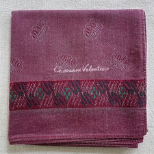 Vintage Dark Pink Fabric Woven Handkerchief Geometric Ethnic Pocket Square 17" E