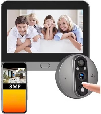 WLAN Türspion Kamera mit Klingeltaste, 3 MP Full HD, 120° Weitwinkel, PIR Bewegu