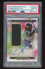 Lawrence Butler 2024 Inception Auto Rookie Sock Relic Serial #d 4/25 PSA 10