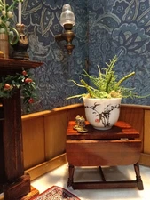 Dolls House Miniature Fern In Oriental Porcelain Planter 
