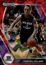 2021 Panini Prizm Draft Picks Damian Lillard #83 Red Ice Weber State 19P