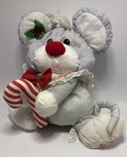 Puffalump Christmas Mouse Fisher Price 12" Plush Gray Candy Cane 1987