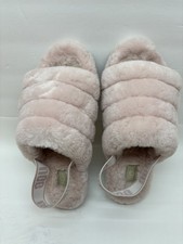 UGG Fluff Yeah Womens Slide Slippers 10 Pink/Blush Sheepskin Slingback Platform