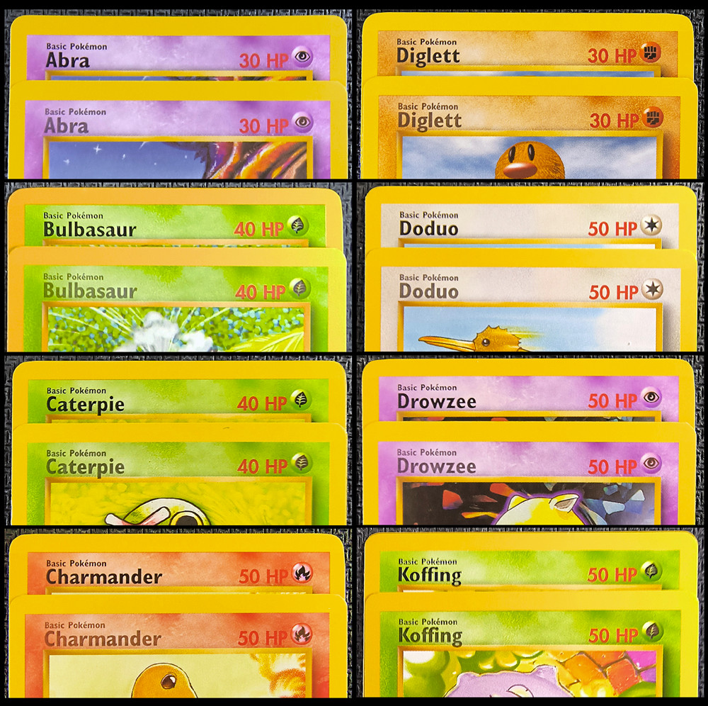 Insufficient Black Ink Error & Non-Error Pair Pokemon Base Set Unlimited  (1999)
