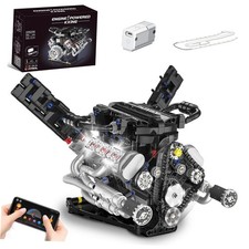 V8 Engine Model Kit that Works with LED Light APP Control, 8-Cylinder