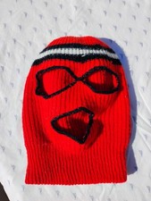 Vintage 1970s, 80s Ski Mask Red Knit Balaclava