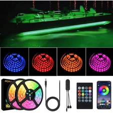 Led Strip Boat Lights Kit, 50FT Bluetooth Multi-Color Marine Pontoon Led Ligh...
