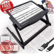 MAGNIPROS 5X LED Page Magnifying Glass, Detachable Stand, 3 Color Modes  Lar...