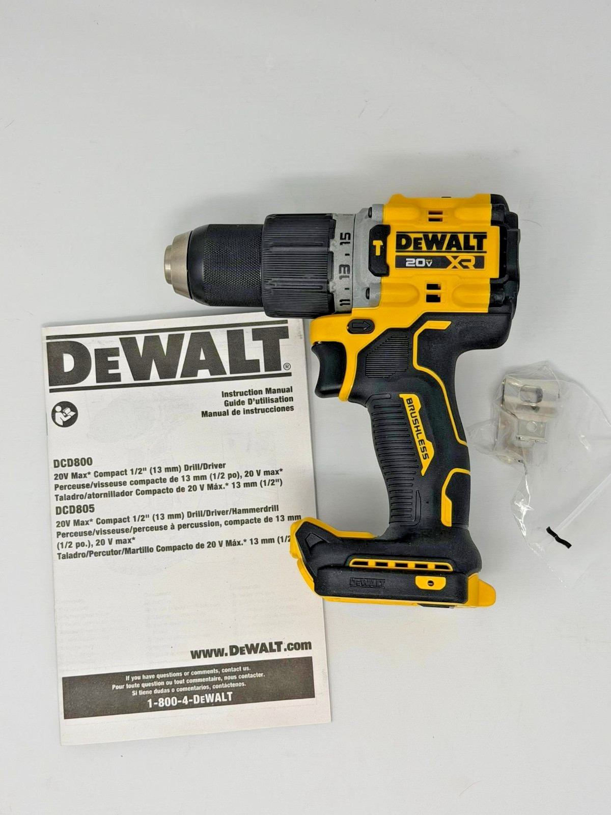 DEWALT DCD800B 20V MAX XR Brushless Li-Ion 1/2" Cordless Drill/Driver -Tool Only