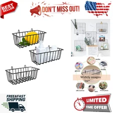 Metal Wire Organizer Display Wall Mounted Hanging Baskets Storage Bins, Set of 3