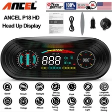 Smart Car OBD2 GPS Gauge HUD Head-Up Digital Display Speedometer Turbo RPM Alarm