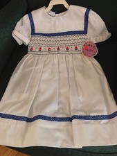 Polly Flinders Dress Sailboat Hand Smocked Square Collar Size 6X New NWT NOS