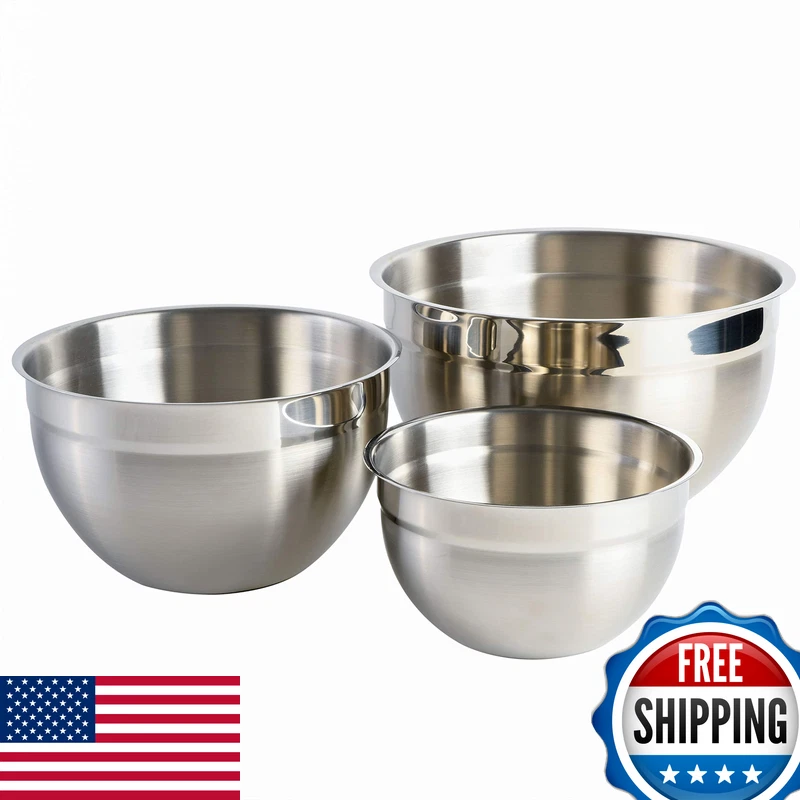 Babish 3-Piece Stainless Steel Mixing Bowl Set Nesting Metal Bowls For Baking