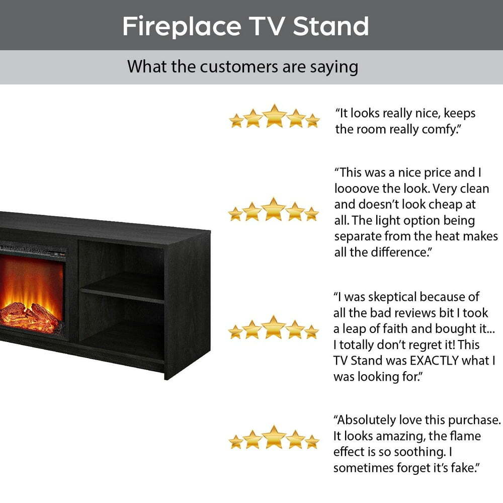Mainstays Fireplace TV Stand for TVs up to 65 - Black Oak (8620335WCOM)  for sale online | eBay