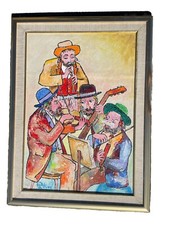 Jovan Obican, Oil On Board Musical Violin Players Concert Signed Framed