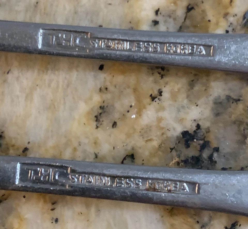 2pc Seafood Cocktail forks THC Stainless Korea Fiddle Shape 2 Tine - Image 2 of 3