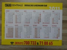 Taschenkalender Taxi Zentrale Drigalski & Neumann Finsterwalde 2011