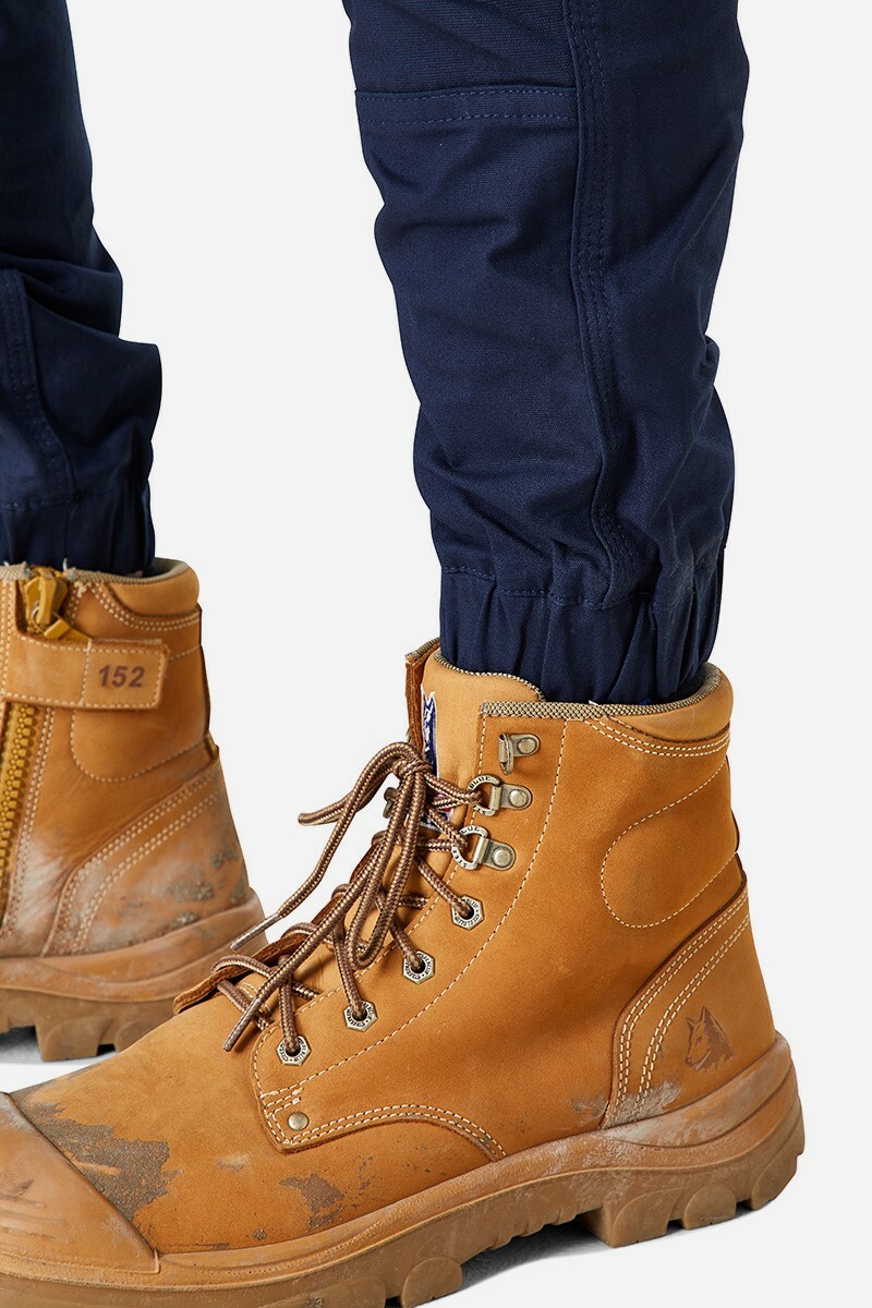 Mens Elwood Work Cuffed Pants Stretch Canvas 2 Pack Tradie Phone Pocket