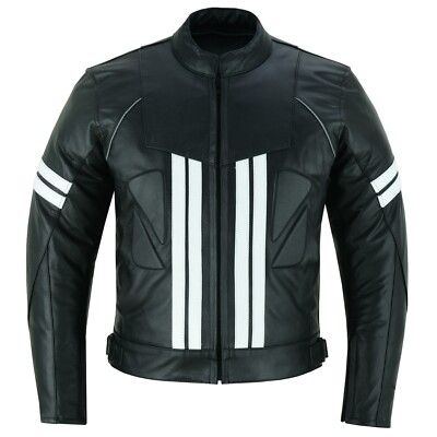 Leder Motorradjacke Biker Jacke sportliche Motorrad Racing Lederjacke PROANTI