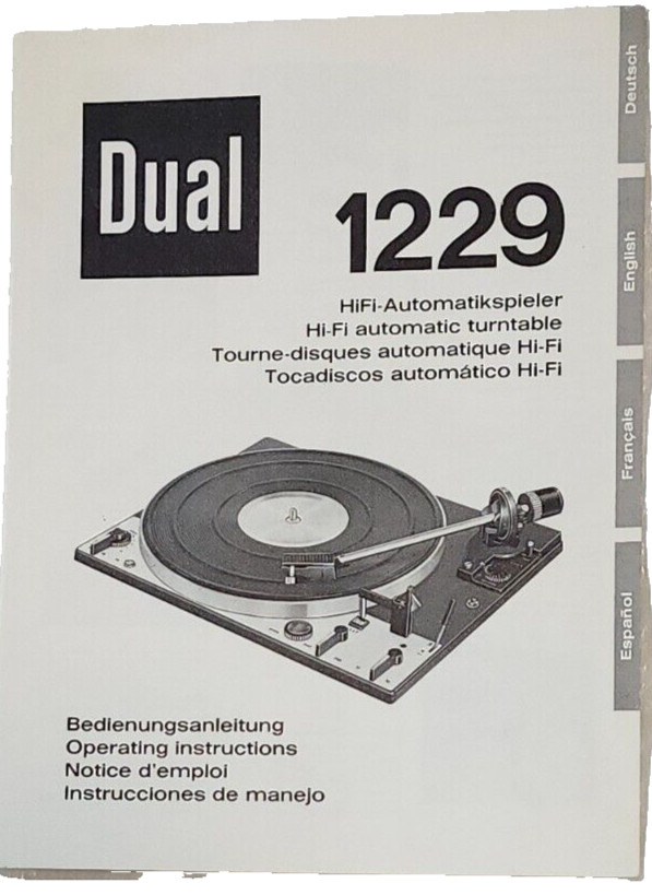 Dual 1229 Operating Instruction Manual in English French German and Spanish