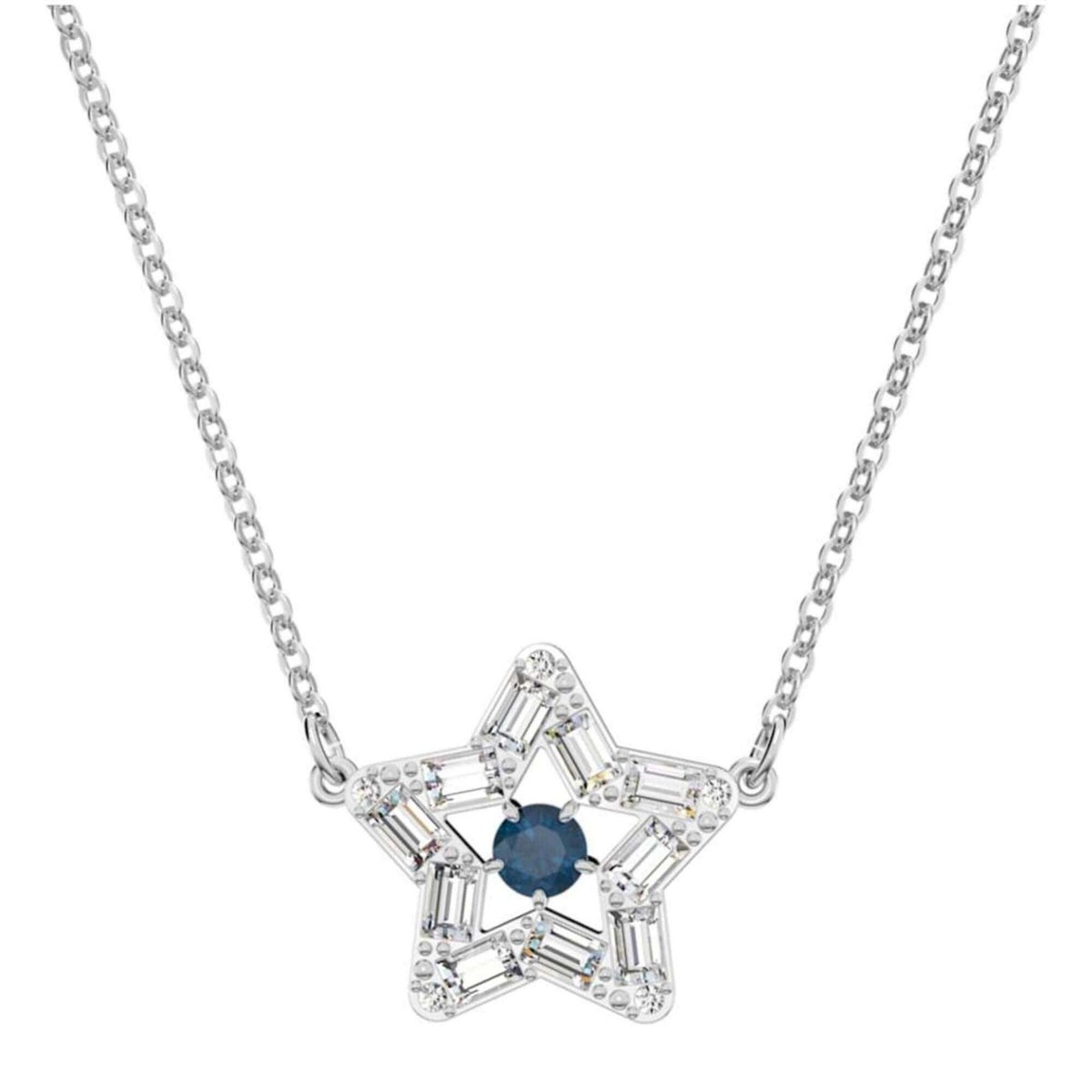 Swarovski Women's Pendant Necklace Stella Blue Star Shape Rhodium