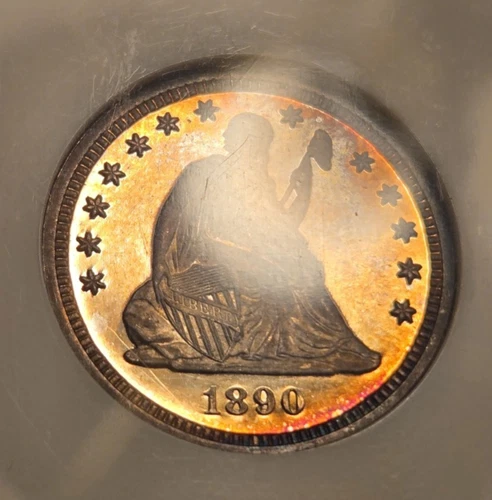 1890 Seated Liberty Quarter PF66 NGC Proof 66 Looks Cameo Toned Old Holder