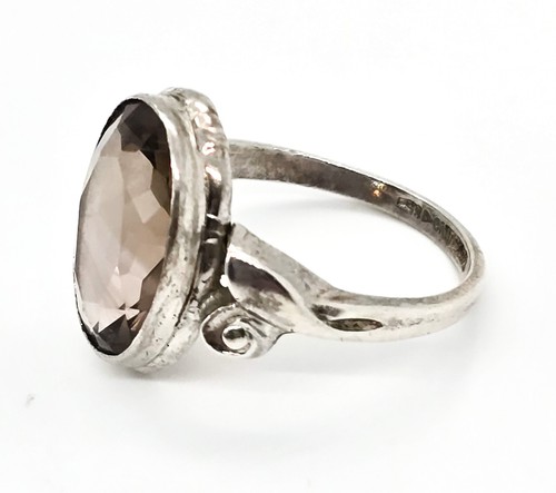 Clark and Coombs Rauchquarz Antik Art Deco Sterling Silber Ring Gr. 7,5 - Bild 4 von 8