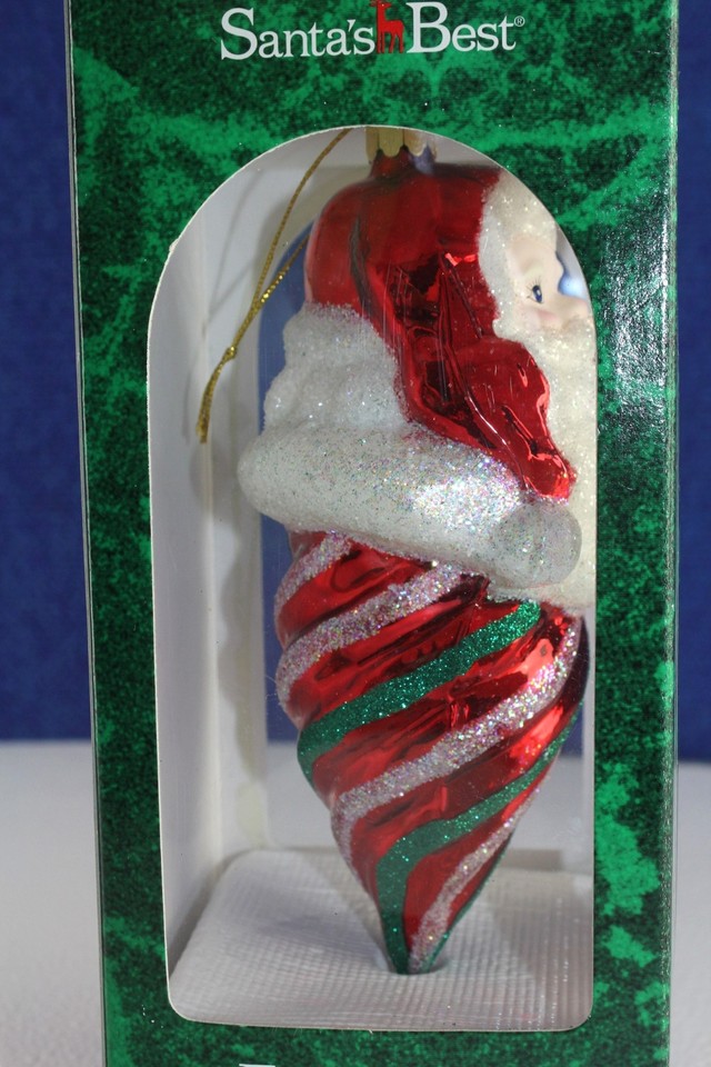 NOS European Blown Glass Santa's Best Santa Claus Snow Cone Christmas