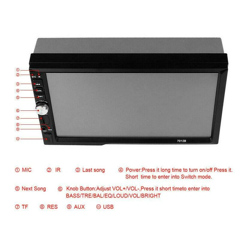 Radio estéreo Bluetooth doble con pantalla táctil de 7"" para automóvil reproductor de MP5 cámara de marcha atrás Foto 4 de 4