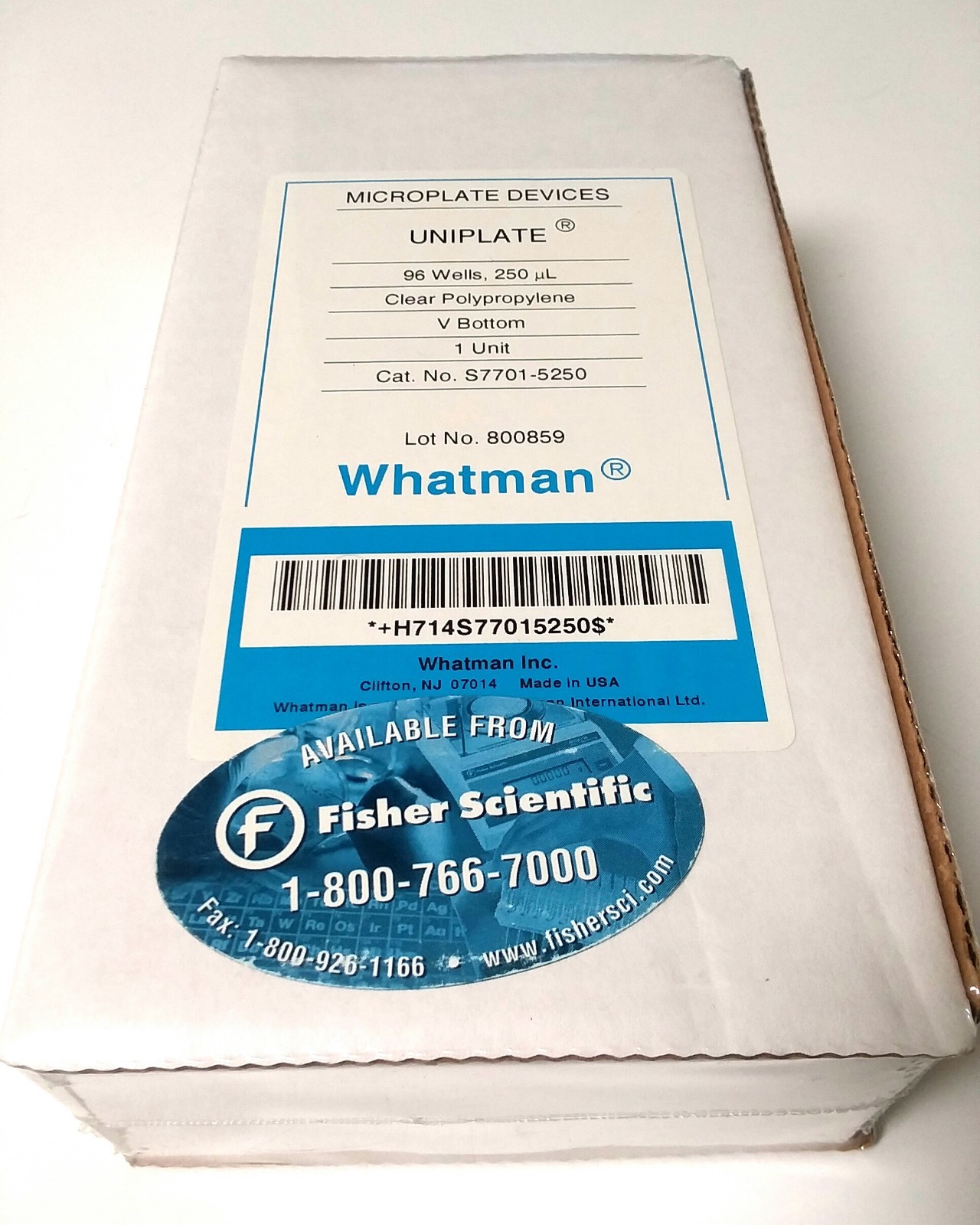 Whatman S7701-5250 Uniplate 96 Well 250 µL PP Microplate V Bottom - 1 Unit