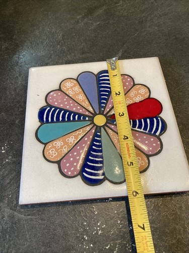 Payne Creations Dresden Plate Floral Quilt Pattern 6” Tile Trivet - Picture 6 of 6