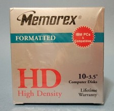 10-Pack SEALED Memorex HD High Density 2-Sided IBM Formatted 3.5" Floppy Disks