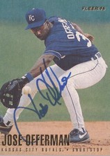 JOSE OFFERMAN SIGNED AUTO'D 1996 FLEER CARD #U42 RED SOX LA DODGERS ROYALS