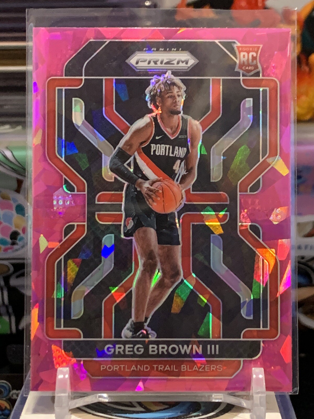 2021-22 Panini Prizm Greg Brown III Pink Ice Prizm RC #291 Trail Blazers JB 6Z