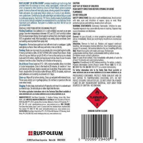 Rust-Oleum 298g 2X Ultra Cover Satin Clear Spray Paint - Picture 2 of 2
