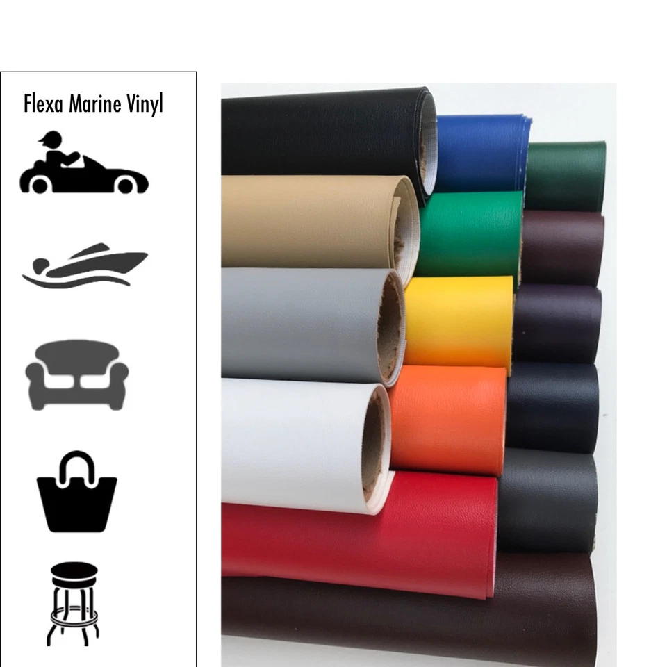 Heavy Duty Auto/Marine Vinyl Fabric Upholstery: Faux Vegan Leather 40+ Colors - Image 2 of 4