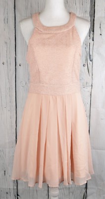 Trixxi Crisscross Bow-Back Pleated A-Line Dress Sleeveless Glitter Light  Pink 13 | eBay