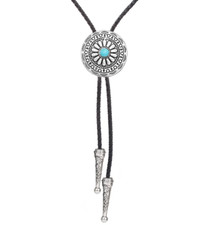 Westernkrawatte Bolo Western Krawatte Kordel Metall Blume Blau Kordel Tie