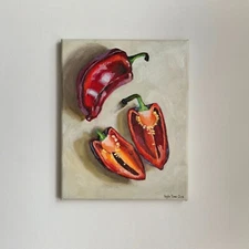 Fiery Red Still Life with Paprika oil painting 10x12''