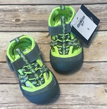 New with Tags OshKosh B'Gosh Toddler Boys Sandals Grey Lime HAX-B 5 Summer
