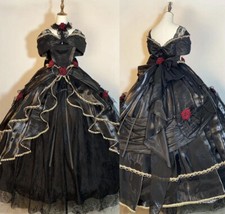 Vintage Gothic Black Wedding Dresses Victorian Ruffles Off Shoulder Bridal Gowns